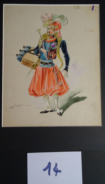 MINON MINON

"Le voyant et le couturier " c.1880 pour une revue. 2 maquettes de costumes...