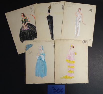 ZIG ZIG (Louis Gaudin dit ) (1882- 1936 ) 
Ensemble de 24 maquettes de costume pour...
