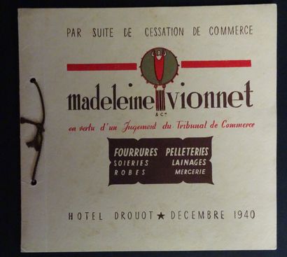 null MADELEINE VIONNET - Rarissime et magnifique catalogue de la vente aux enchères...