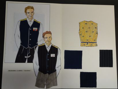 null CARREFOUR - Ensemble de documents, gouaches, dessins pour la création des uniformes...