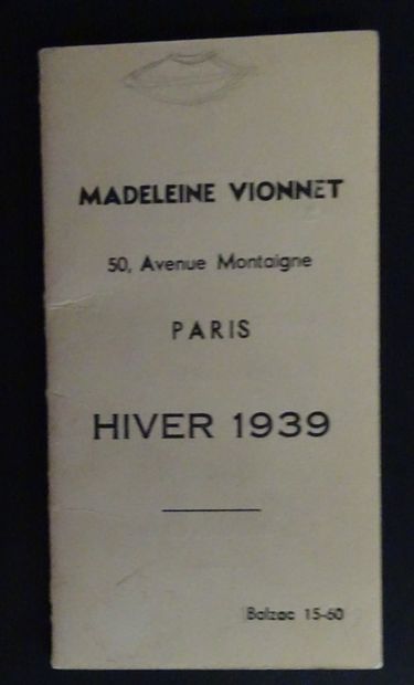 null MADELEINE VIONNET - Rare catalogue des créations de Madeleine Vionnet pour l'hiver...