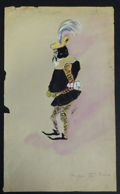 null BURTHE-MIQUE. "Le mariage de Figaro", 9 gouaches sur papier, format : 26 x 43...