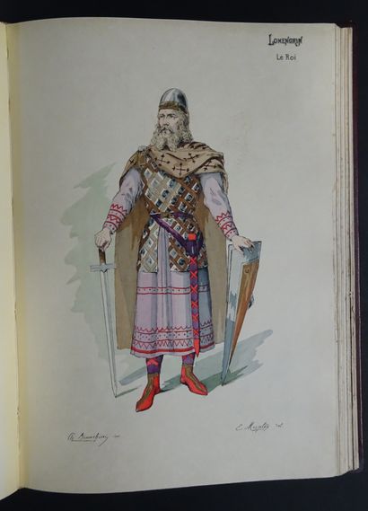 null THE COSTUME IN THE THEATER. 1886/1887, bound. Set of 65 engravings in notebooks...