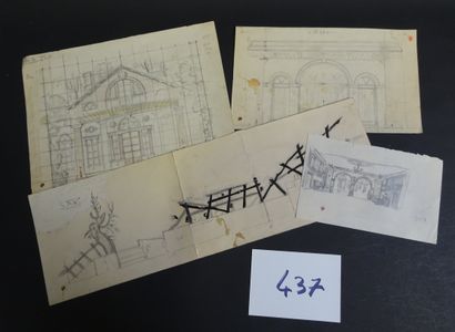 null DOBOUJINSKY MISLAV. Ensemble de documents, dessins et décors divers avec courriers...