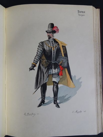 null THE COSTUME IN THE THEATER. 1886/1887, bound. Set of 65 engravings in notebooks...