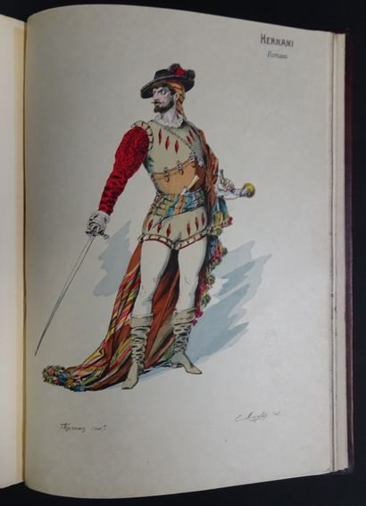 null LE COSTUME AU THÊATRE. 1886/1887, relié. Ensemble de 65 gravures dans des cahiers...