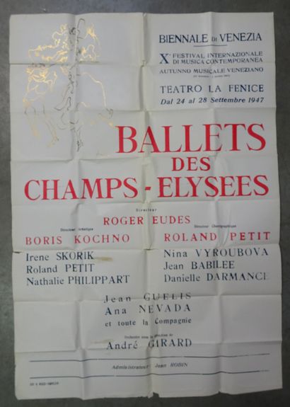 null BALLETS DES CHAMPS ELYSÉES. Rarissime affiche réalisé par Léonor Fini en 1947...