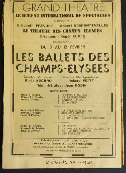 null BALLETS DES CHAMPS ELYSÉES. Carnet de la tournée des Champs Elysées en 1948...