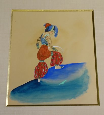 null LÉON BAKST. Gouache stencil made for a costume in "La Sultane", 42 x 50 cm....