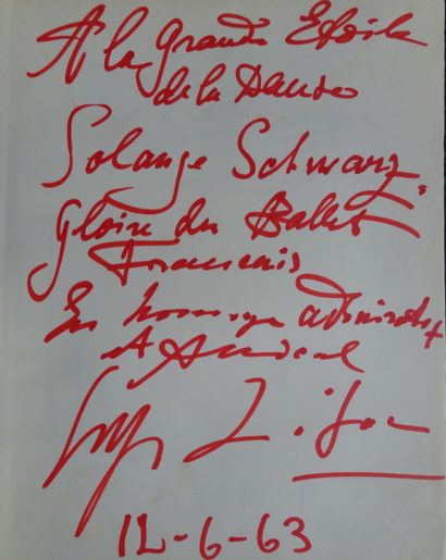 null Serge LIFAR " Traité de Chorégraphie", 1963, dédicacé à Solange Schwarz à pleine...
