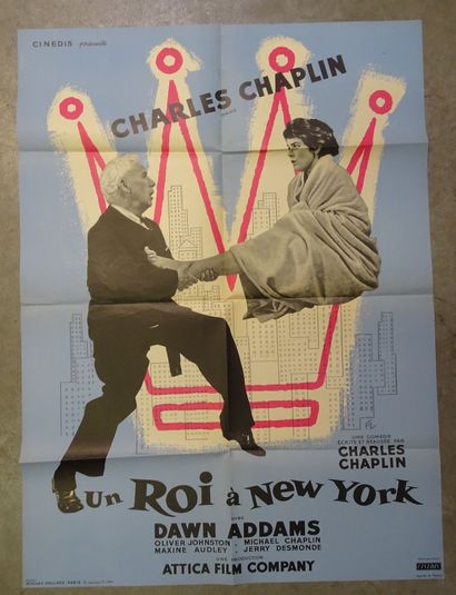 null CHAPLIN Charles. " Un roi à New-York" affiche de film, 59 x 79 cm.