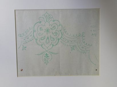 null DOBOUJINSKY MISLAV. 5 projets d'éléments de décors avec annotations. Dessins...