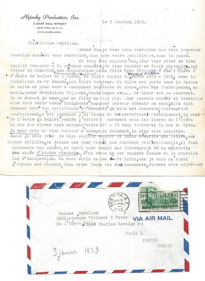 null NIJINSKI. Archive sur Nijinski avec de nombreux courriers, cartes postales et...