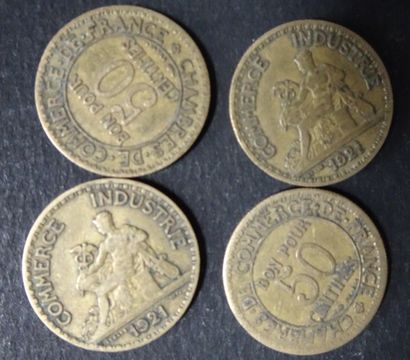 null 55 pièces de 50 cts, chambre de commerce, années 1922 + 4 pièces de 50 cts,...