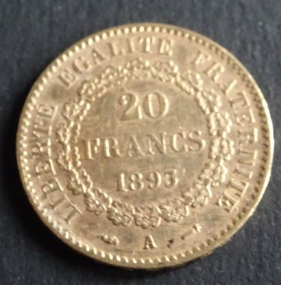 null Gold coin. 20 francs gold coin, civil engineering, 1893.
Weight : 6,47 g.
