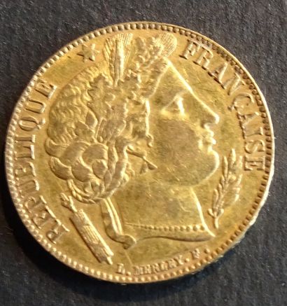 null Gold coin. Coin 20 francs Cérés, OR, 1851 A.
Weight : 6,42 grams.