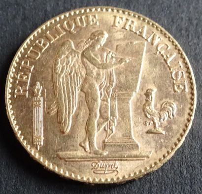 Gold coin. 20 francs gold coin, civil engineering,...