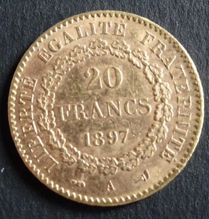 null Gold coin. 20 francs gold coin, civil engineering, 1897.
Weight : 6,48 g.
