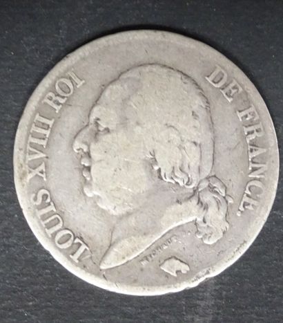 Coin of 5 francs Louis XVIII naked bust in...