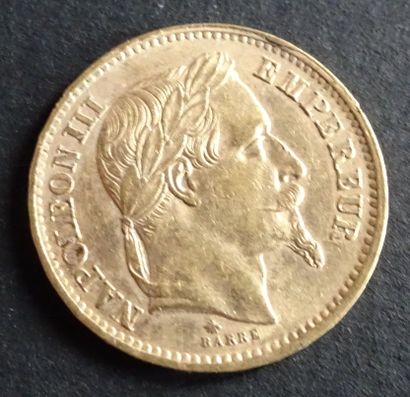 null Gold coin. Coin 20 francs Or, Napoleon III, Tête laurée, 1867.
Weight : 6,43...