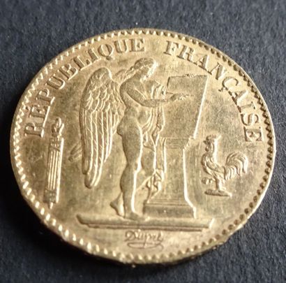 null Gold coin. 20 francs gold coin, civil engineering, 1876.
Weight : 6,46 g.