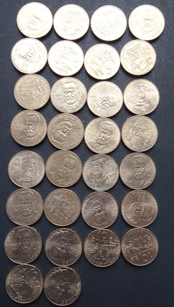 30 pieces of 10 frs Victor Hugo 1985. Cupro-Nickel....