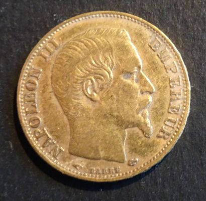 null Gold coin. Coin 20 francs Napoleon III, GOLD, bare head, signed BARRÉ on top....