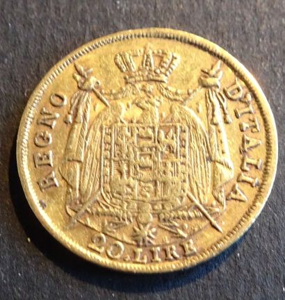 Gold coin. Coin 20 livre OR, Naked head of...