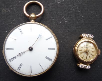 Gold collar watch and gold wrist watch with...