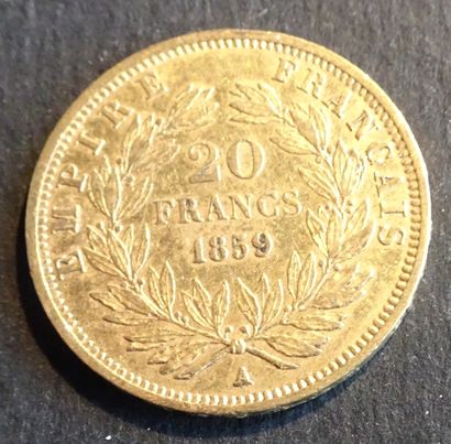 null Pièce OR. Pièce 20 francs Napoléon III, OR, tête nu, signé BARRÉ au dessus....