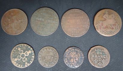 null Médaille, pièce de monnaie 2 sols 1792 révolution française + Pièce 1791 + 2...
