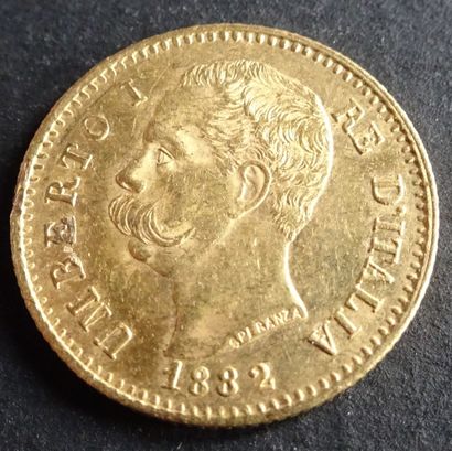 null Gold coin. Coin 20 pound Umberto I, Gold, Rome, 1882.
Weight : 6,44 g.