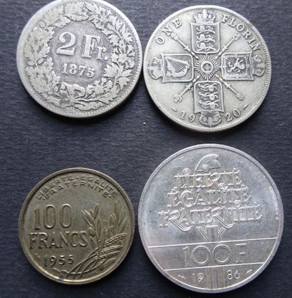 null Piéce de 100frs 1955, république Française + Piéce de 100frs 1986 en argent...