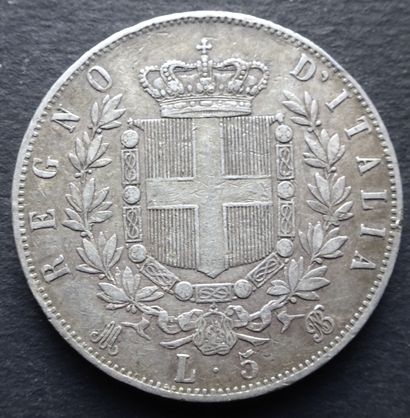null Piéce de 5 livres Victor emmanuel II en argent, 1872. Poids : 24,93 g.