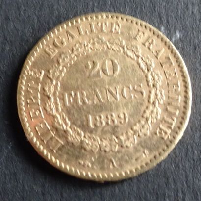 null Gold coin. 20 francs gold coin, civil engineering, 1889.
Weight : 6,48 g.