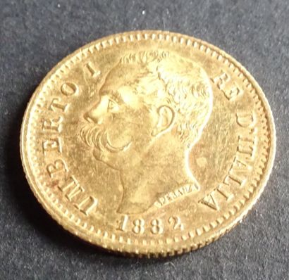 null Gold coin. Coin 20 pound Umberto 1er, Gold, Rome, 1882.
Weight : 6,46 grams...