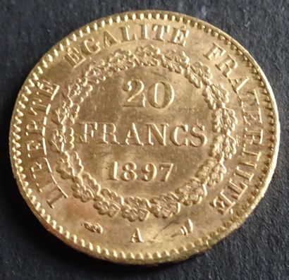 null Pièce OR. Pièce de 20 francs or, génie civil, 1897.
Poids : 6,48 g.