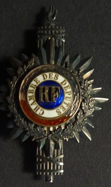 null Badge of French deputy of the IIIth Republic in silver, vermeil and enamel.