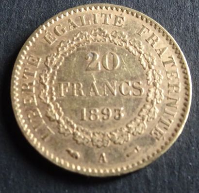 null Gold coin. 20 francs gold coin, civil engineering, 1893.
Weight : 6,45 g.