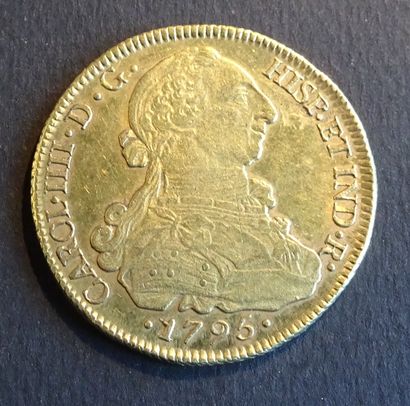 null Pièce OR. Pièce de 8 escudos, Carlos IIII, OR, 1795.
Poids : 27,07 g.