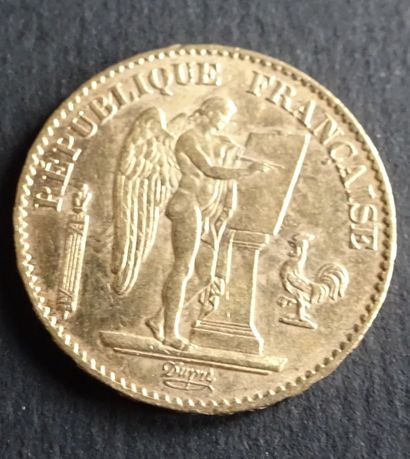 Gold coin. France. 20 francs gold coin, civil...