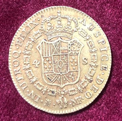 null Pièce OR. Pièce de 4 escudos, Carlos IV, OR, 1792, période coloniale.
Poids...