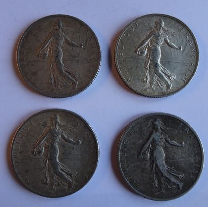 4 pieces 2 francs semeuse, silver including...