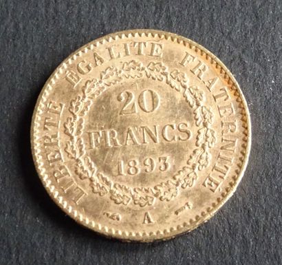 null Gold coin. 20 francs gold coin, civil engineering, 1893.
Weight : 6,47 g.