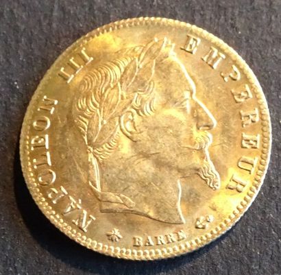 Gold coin. Coin of 5 francs GOLD, 1866, laurel...