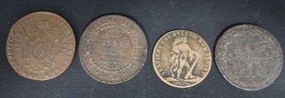 null Pièce Louis XIV + Pièce Carolus III Espagne 1788 + Pièce de 6 creuser François...