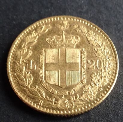 Gold coin. Coin 20 pound Umberto I, Gold,...