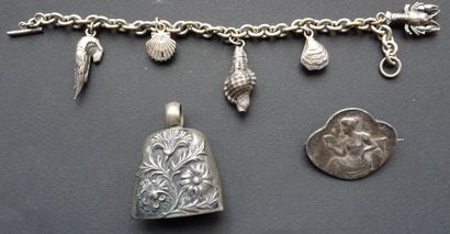 Lot of silver jewelry consisting of a bracelet...