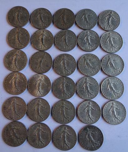 28 coins 50 cts semeuse, silver, including...