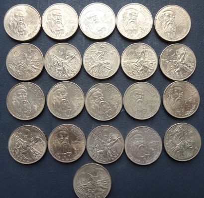21 pieces of 10 frs Francis Rude 1984. Cupro-Nickel....